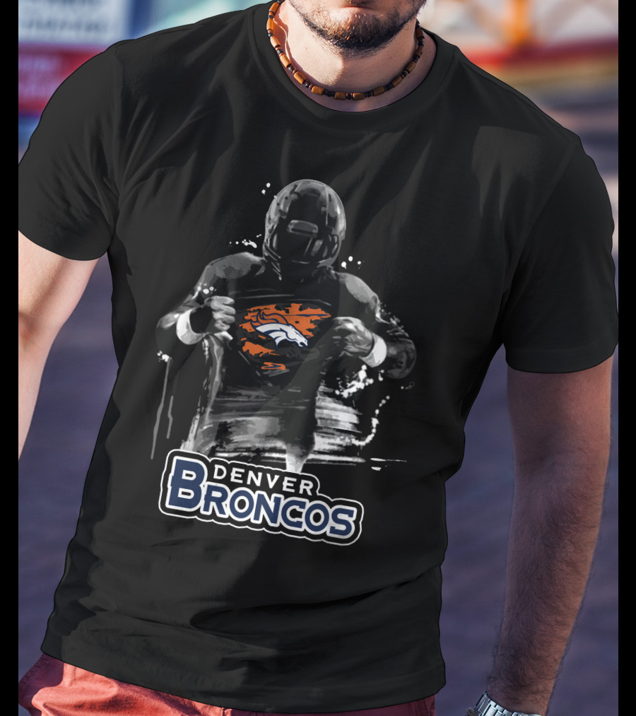 Denver Broncos Football Player Logo Splash Effect T-Shirt