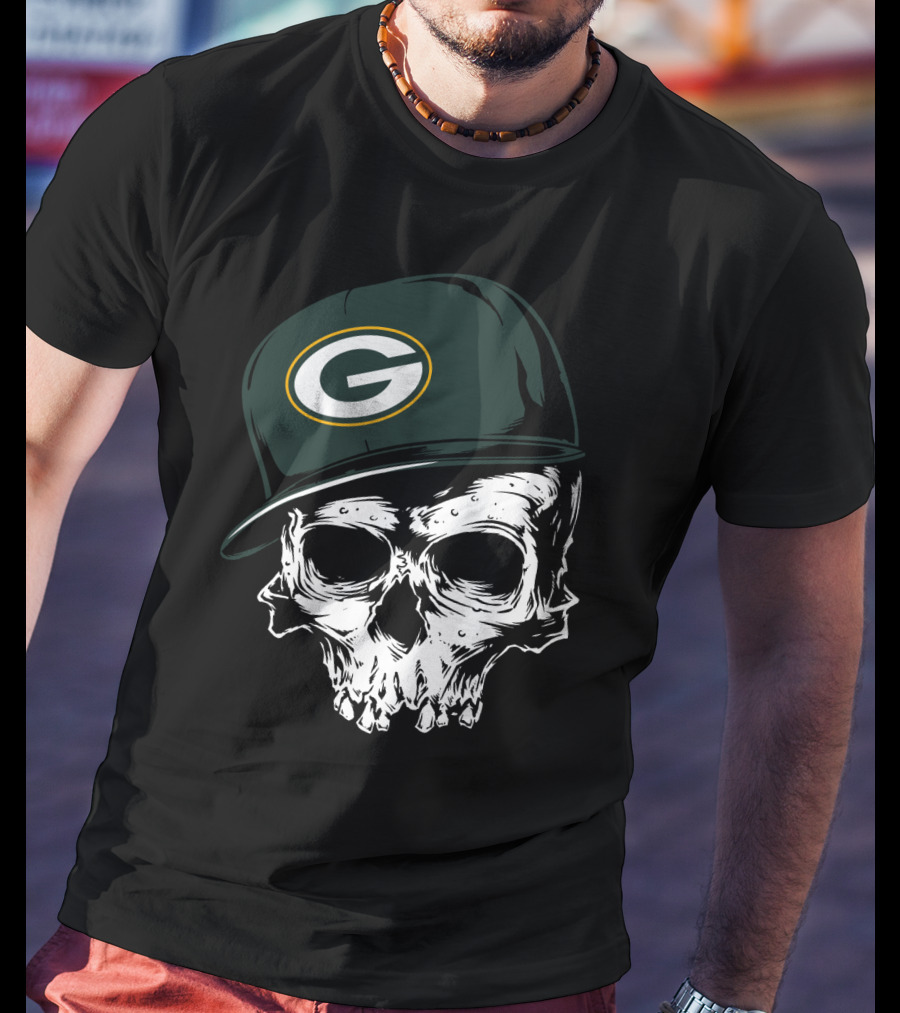 Green Bay Packers Skull Cap T-Shirt
