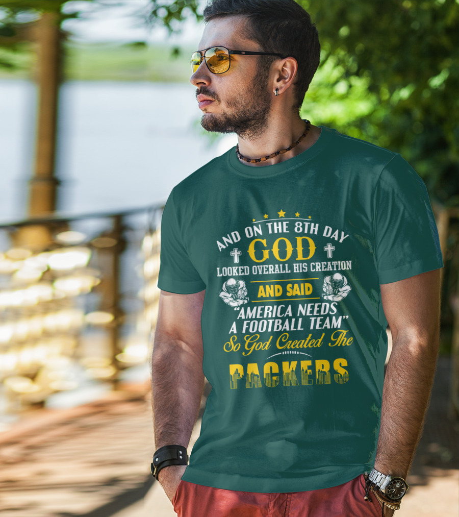 God Created The Packers Football Team Sacred Creation Theme T-Shirt