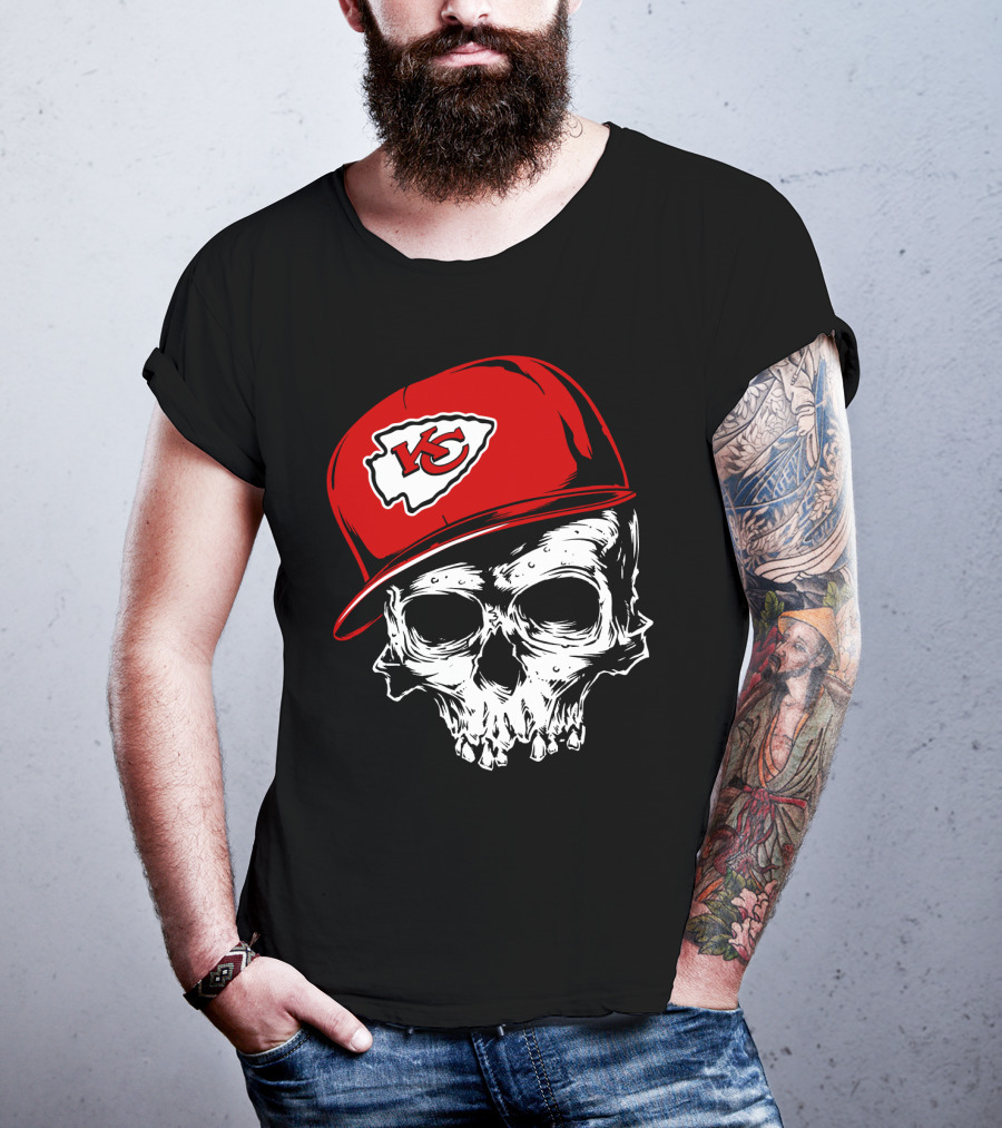 Kansas City Chiefs Skull With Red Cap T-Shirt