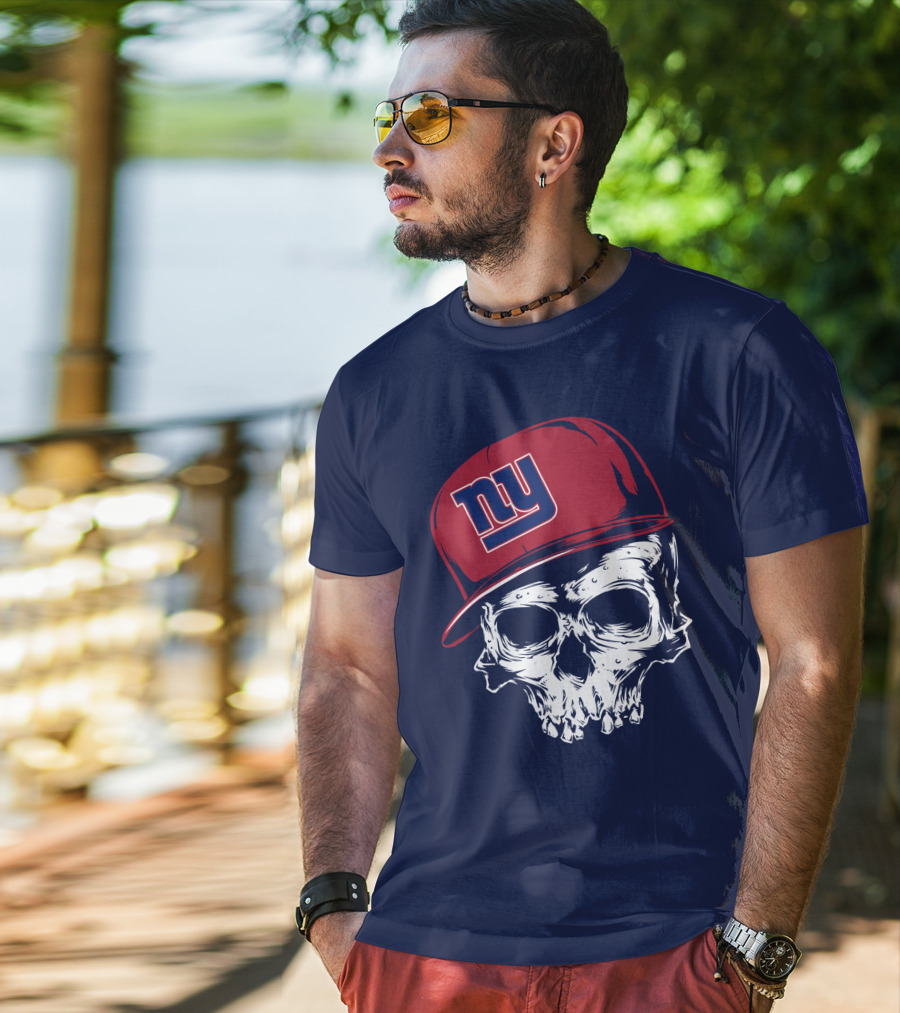 New York Giants Ny Skull Cap Red T-Shirt
