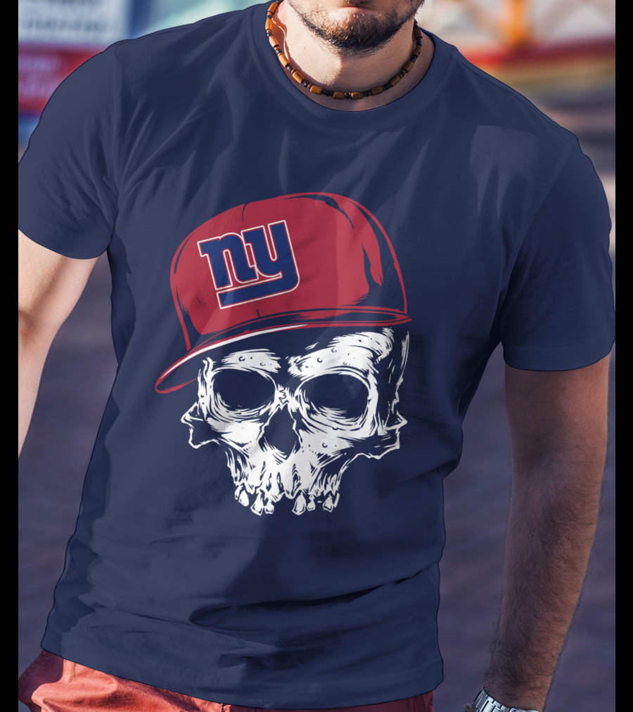New York Giants Ny Skull Cap Red T-Shirt