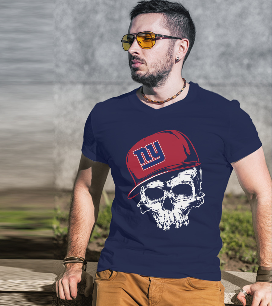 New York Giants Ny Skull Cap Red T-Shirt