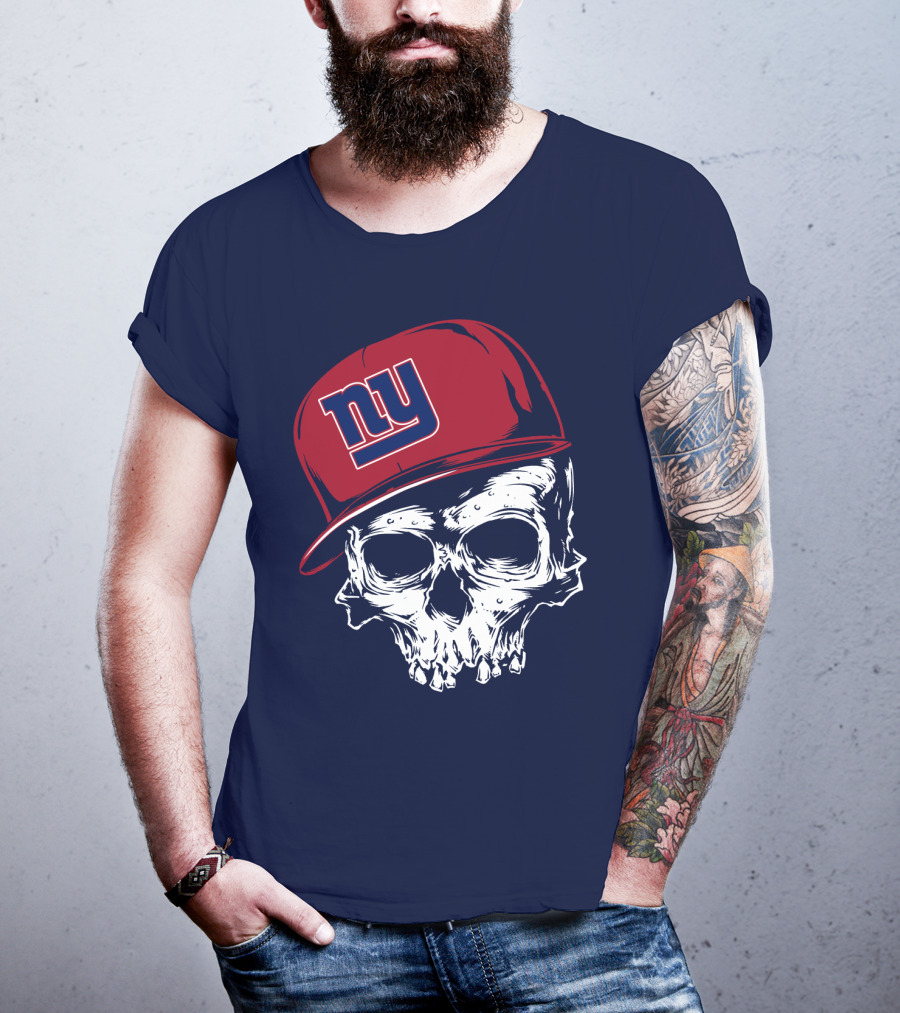 New York Giants Ny Skull Cap Red T-Shirt