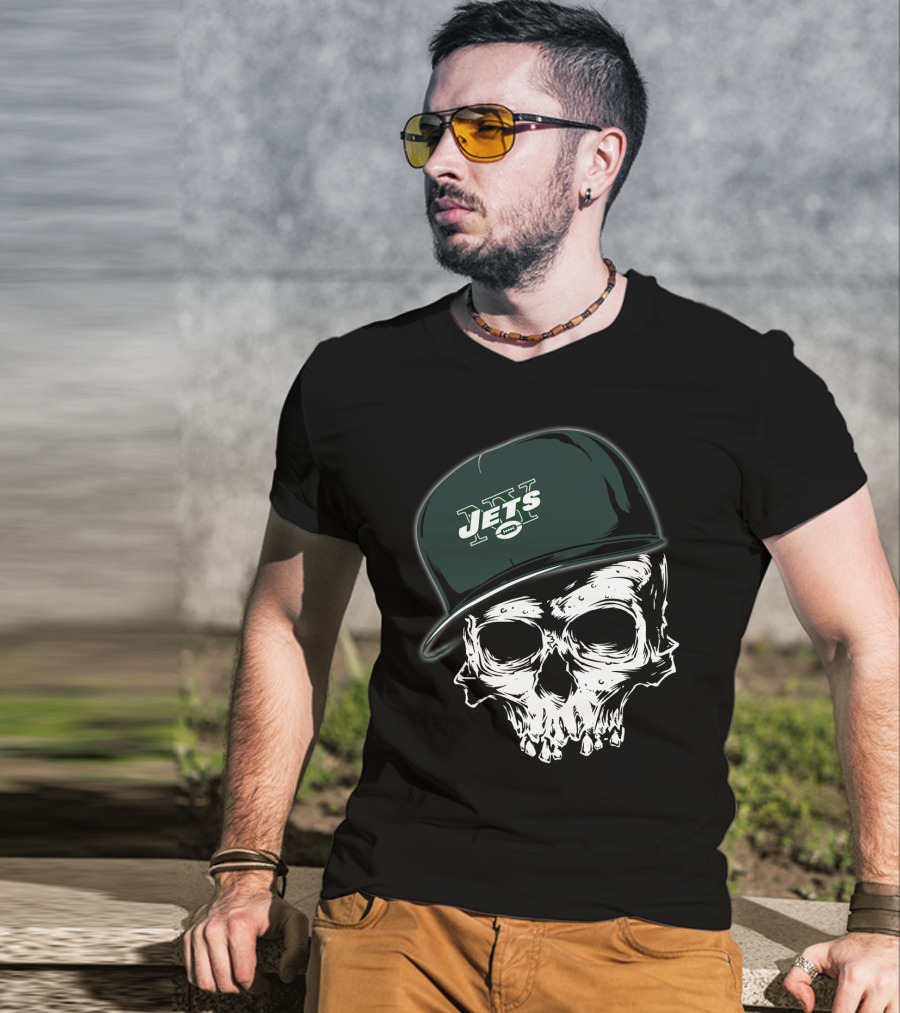 New York Jets Skull With Cap T-Shirt