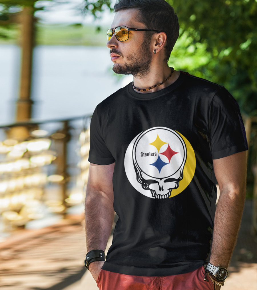 GRATEFUL DEAD Steelers Skull With Team T-Shirt