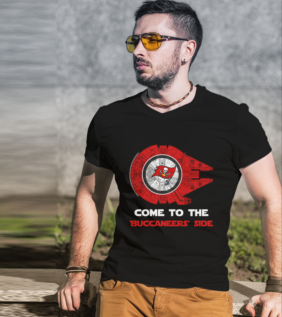Come To The Buccaneers' Side - Tampa Bay Buccaneers Millennium Falcon T-Shirt