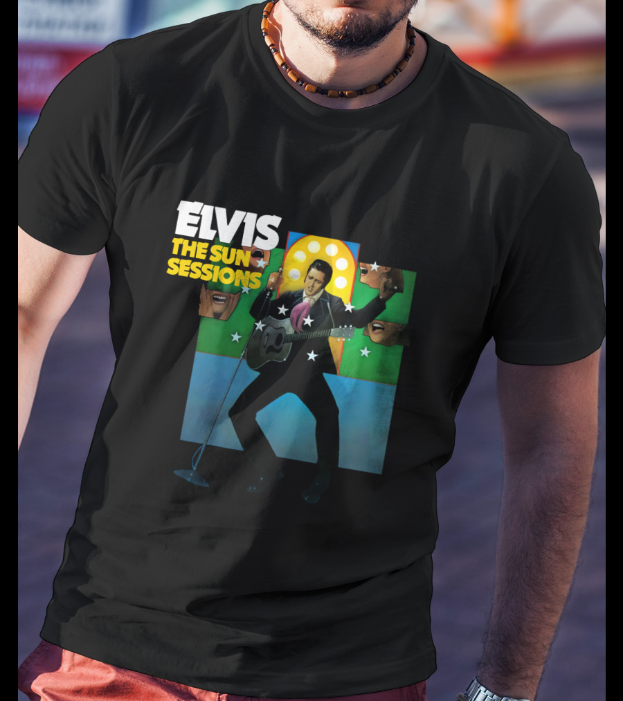 ELVIS The Sun Sessions Iconic Performance Imagery With Guitar And Microphone T-Shirt