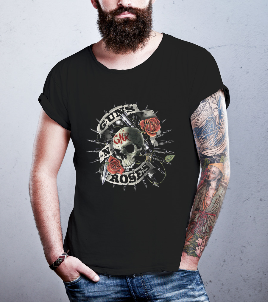 Guns N' Roses Gnr Skull Roses And Pistols T-Shirt