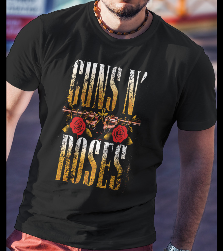 Guns N' Roses Dual Pistols With Red Roses T-Shirt