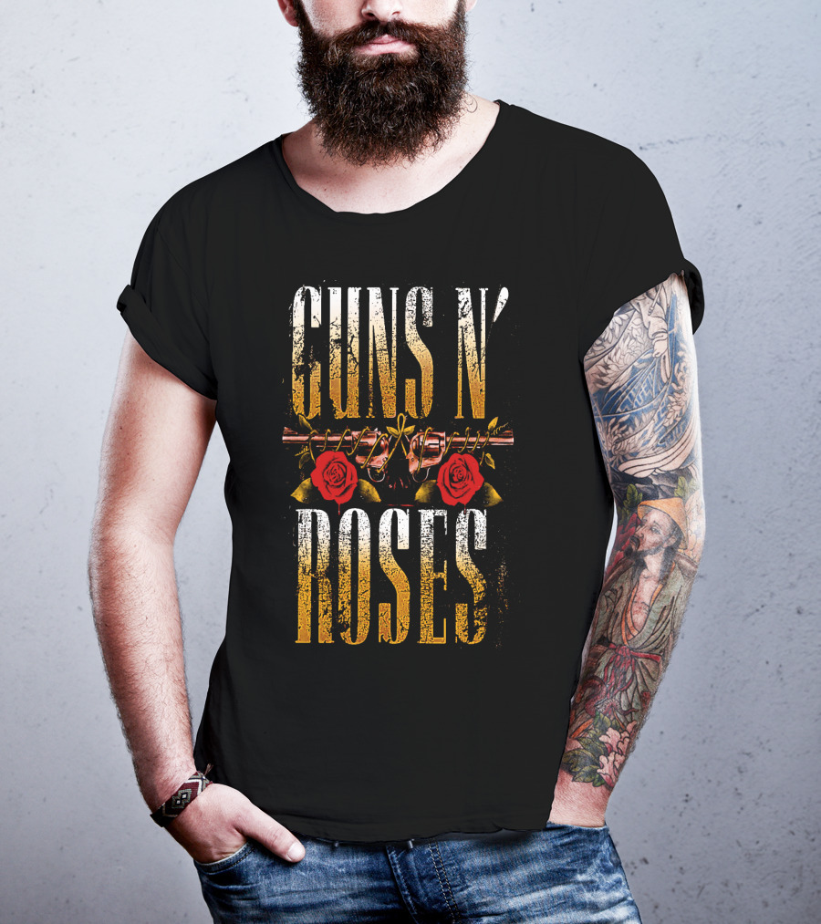 Guns N' Roses Dual Pistols With Red Roses T-Shirt