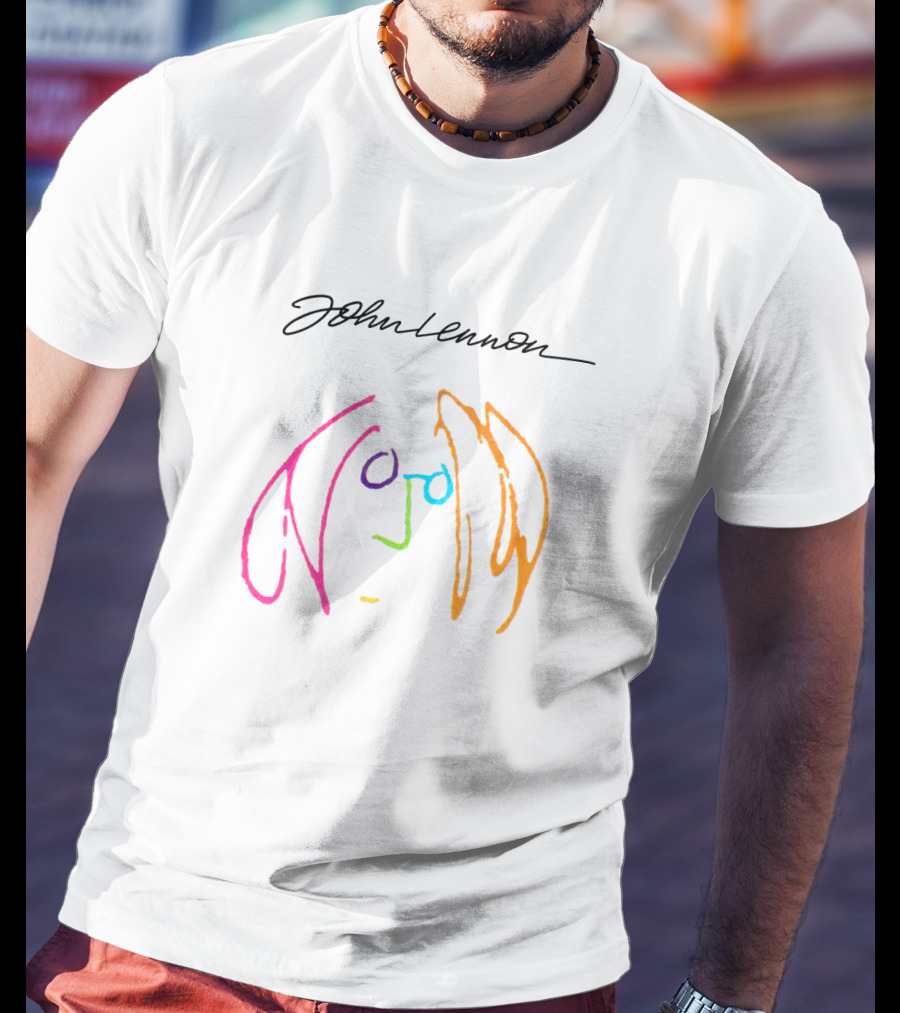 John Lennon Signature Neon Line Art Face JLN 04 Imagine T-Shirt