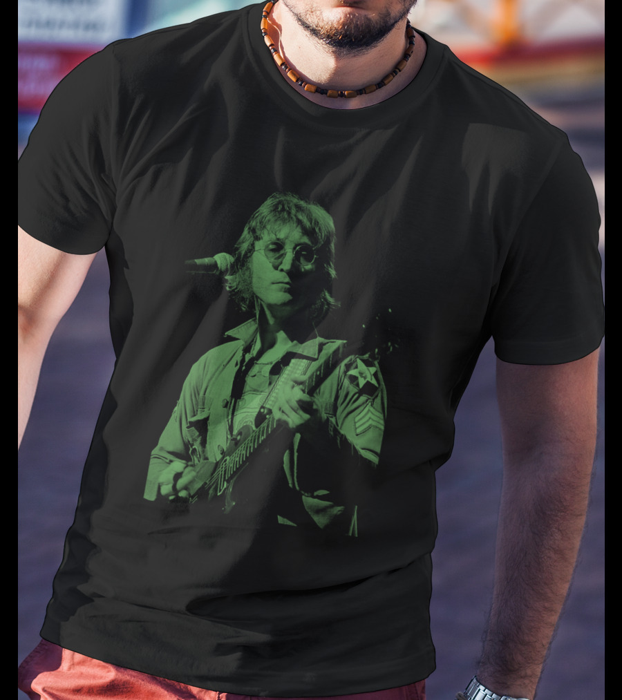 Jln 03 John Lennon Iconic Green Photograph T-Shirt
