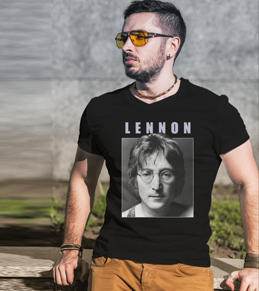 Lennon Black And White Portrait Photography T-Shirt