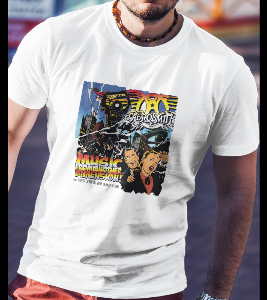 Aerosmith Music From Another Dimension Comic-Style Galactic Robot Skyline T-Shirt
