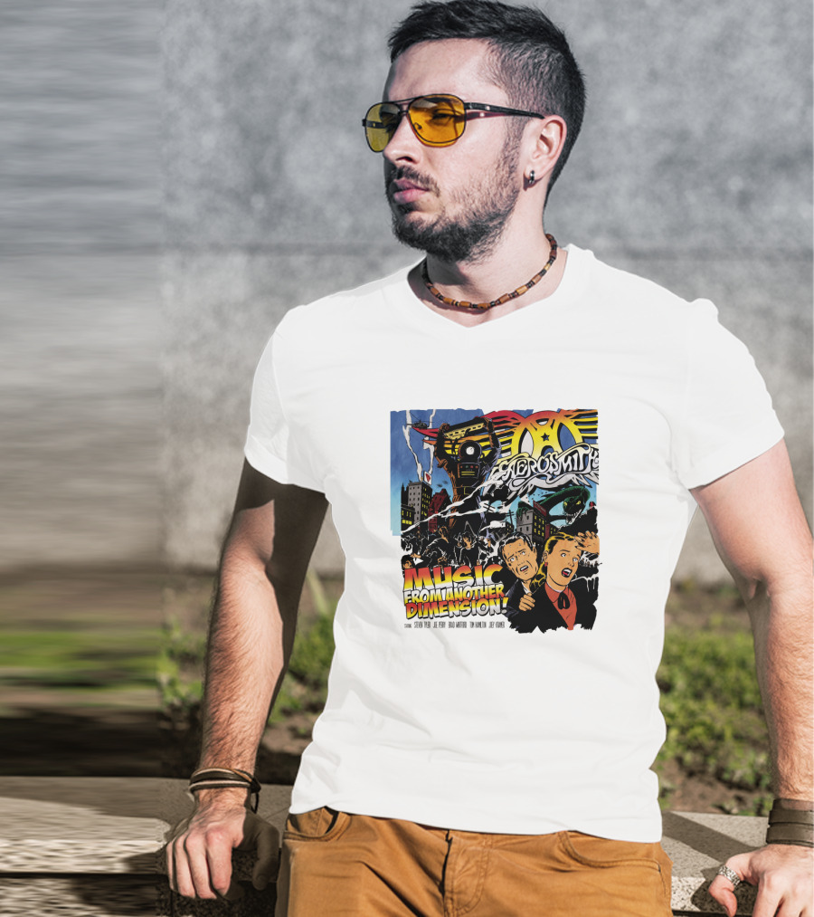 Aerosmith Music From Another Dimension Comic-Style Galactic Robot Skyline T-Shirt