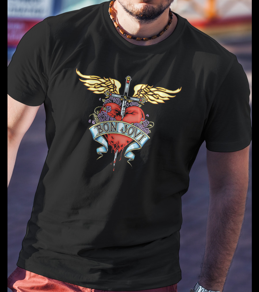 Bon Jovi Heart And Dagger Winged T-Shirt