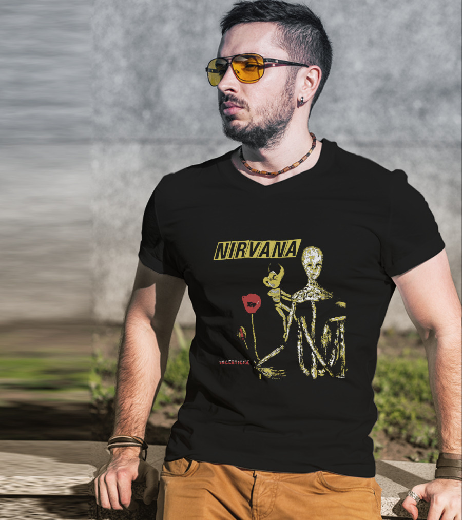 Nirvana Incesticide Skeleton And Flower T-Shirt