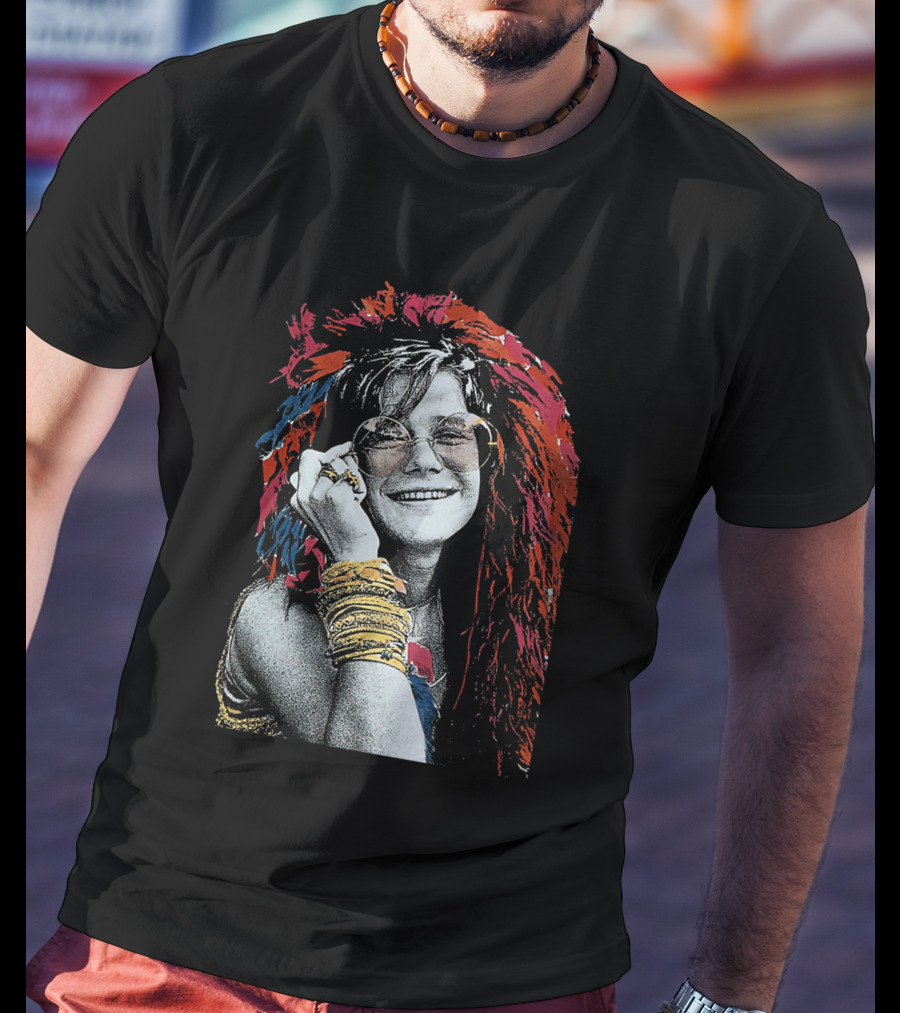 Jnjl 10 Iconic Smiling Portrait With Colorful Hair And Sunglasses T-Shirt