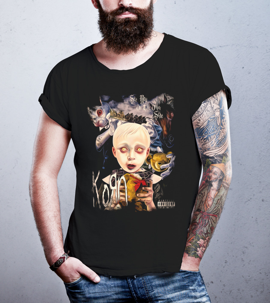 KORN See You On The Other Side Creepy Child And Doll With Clown Faces T-Shirt
