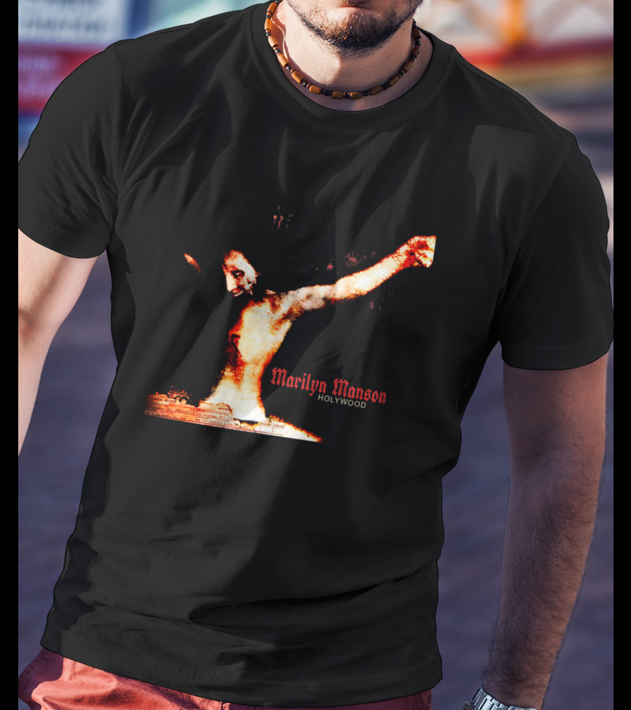 Marilyn Manson Holywood Crucifixion Imagery With MMS 04 Elements T-Shirt
