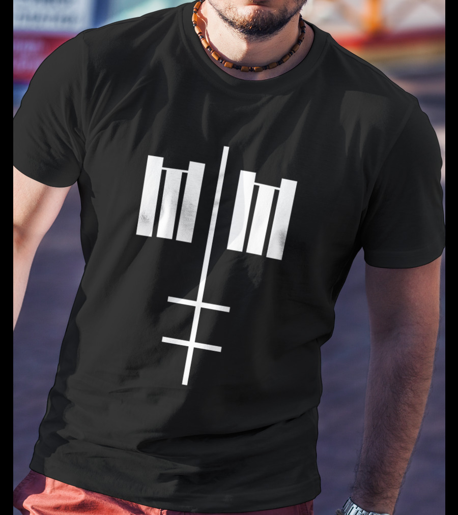 MMS 06 MM White Cross Black Background Minimalist T-Shirt
