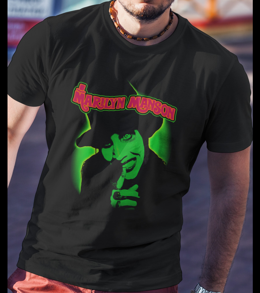 Marilyn Manson Green Gothic Portrait Mms T-Shirt