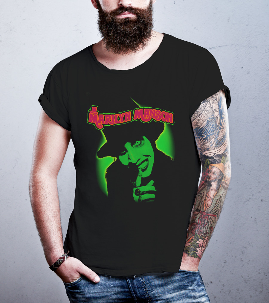 Marilyn Manson Green Gothic Portrait Mms T-Shirt