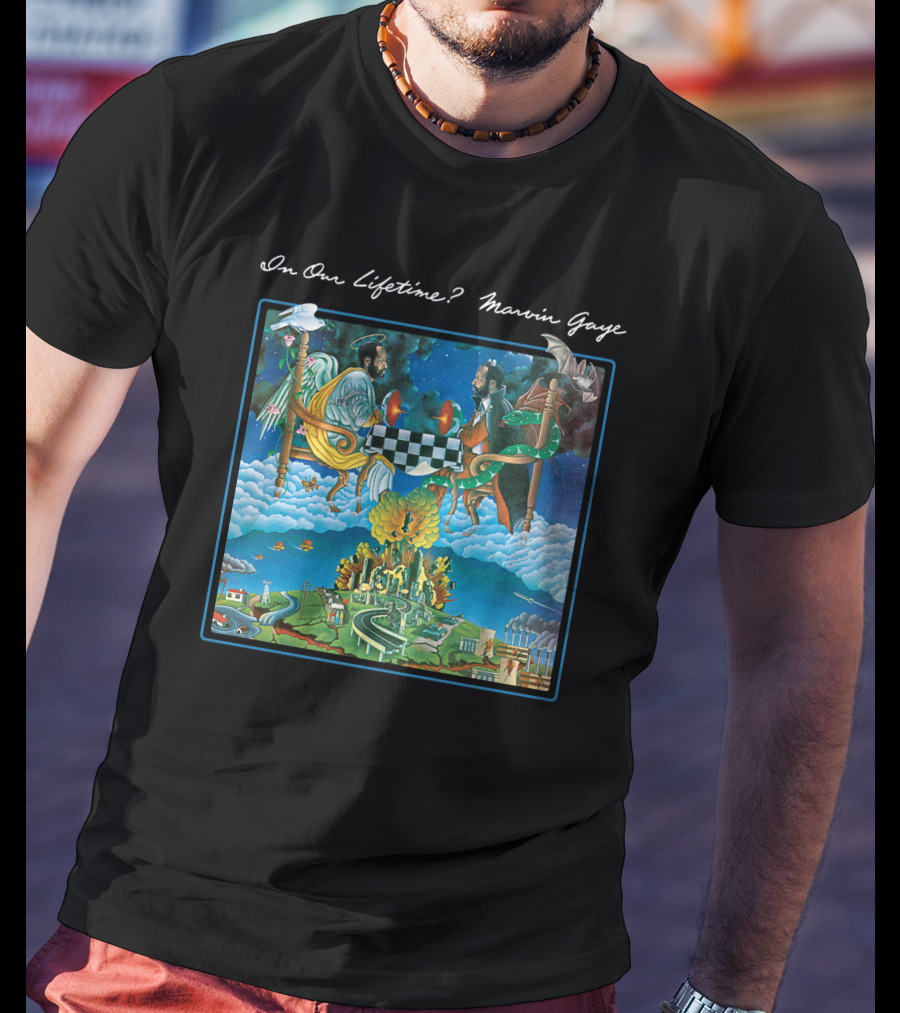 In Our Lifetime? Marvin Gaye Album Checkerboard Angels Earth Journey T-Shirt