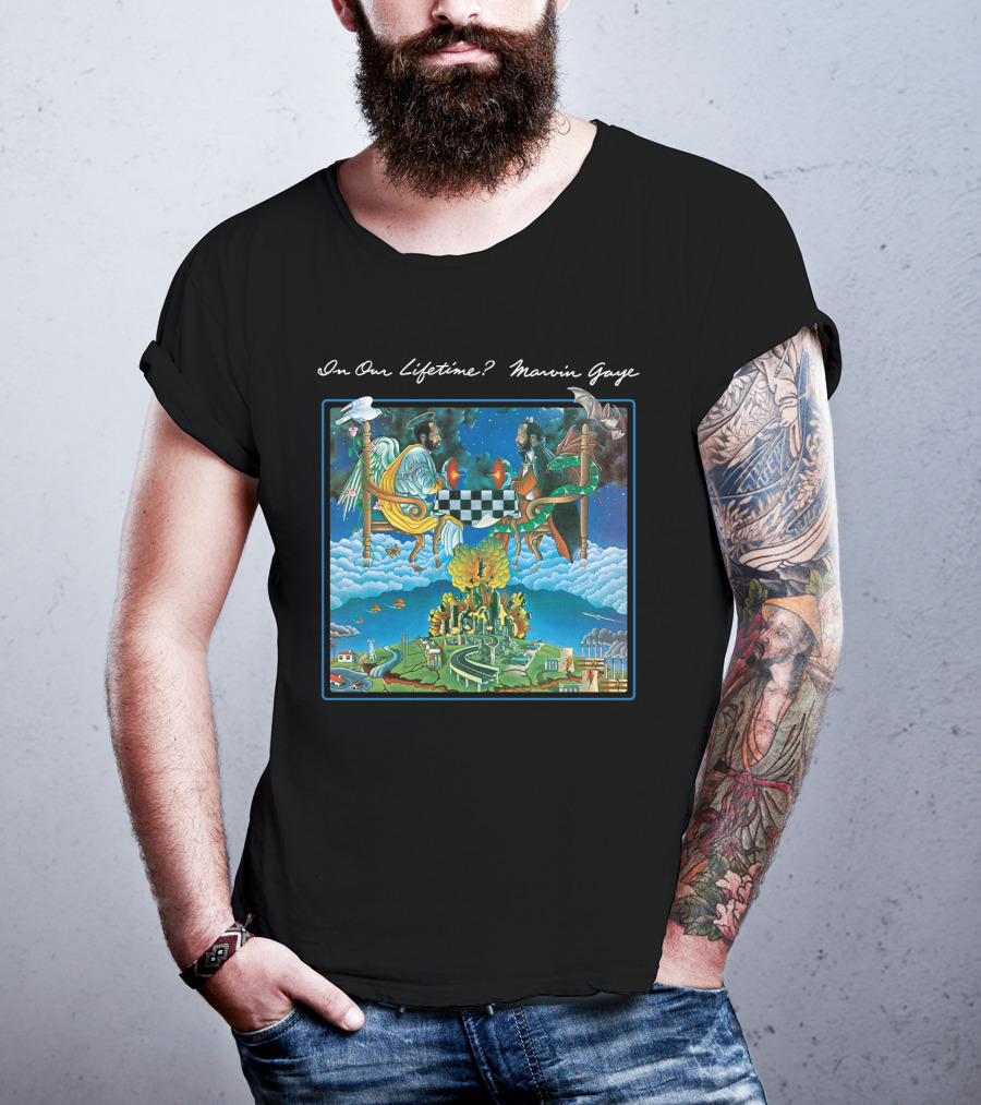 In Our Lifetime? Marvin Gaye Album Checkerboard Angels Earth Journey T-Shirt