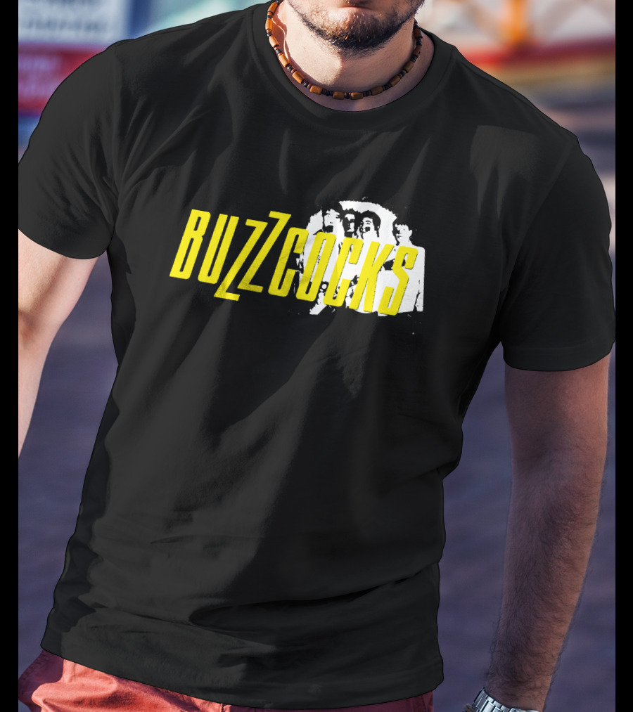 BUZZCOCKS Yellow Logo With Band Photo T-Shirt