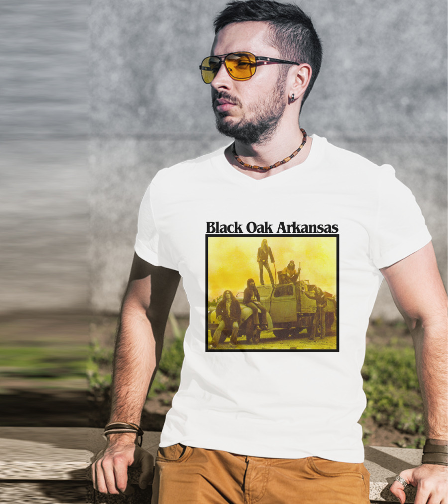 Black Oak Arkansas Band Vintage Yellow Truck Scene T-Shirt