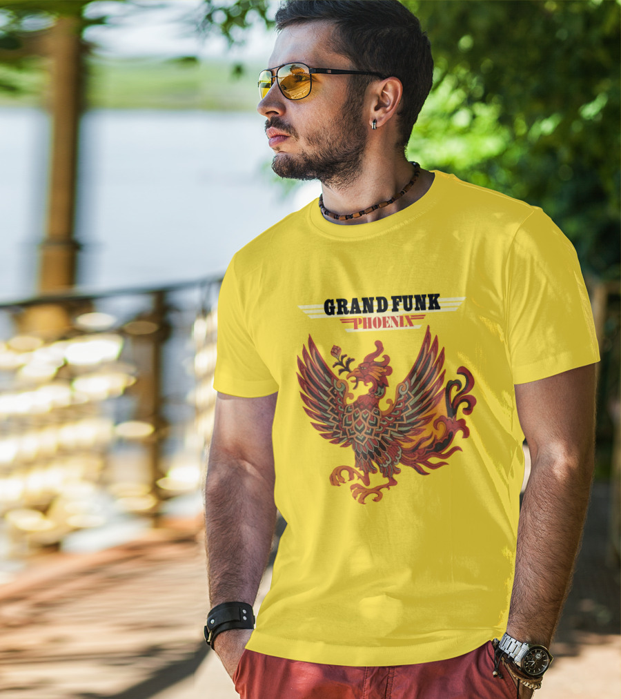 Grand Funk Railroad Phoenix Winged Firebird בשה T-Shirt