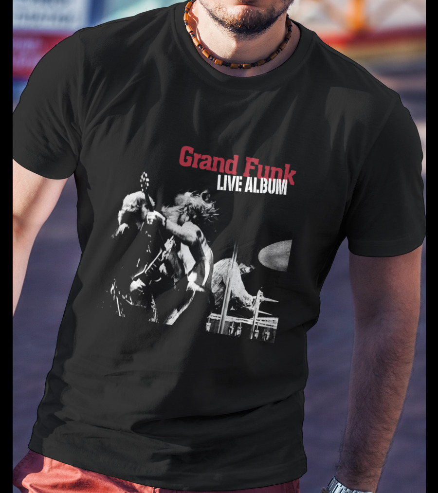 Grand Funk Live Album Black And White Concert Imagery Gfr T-Shirt