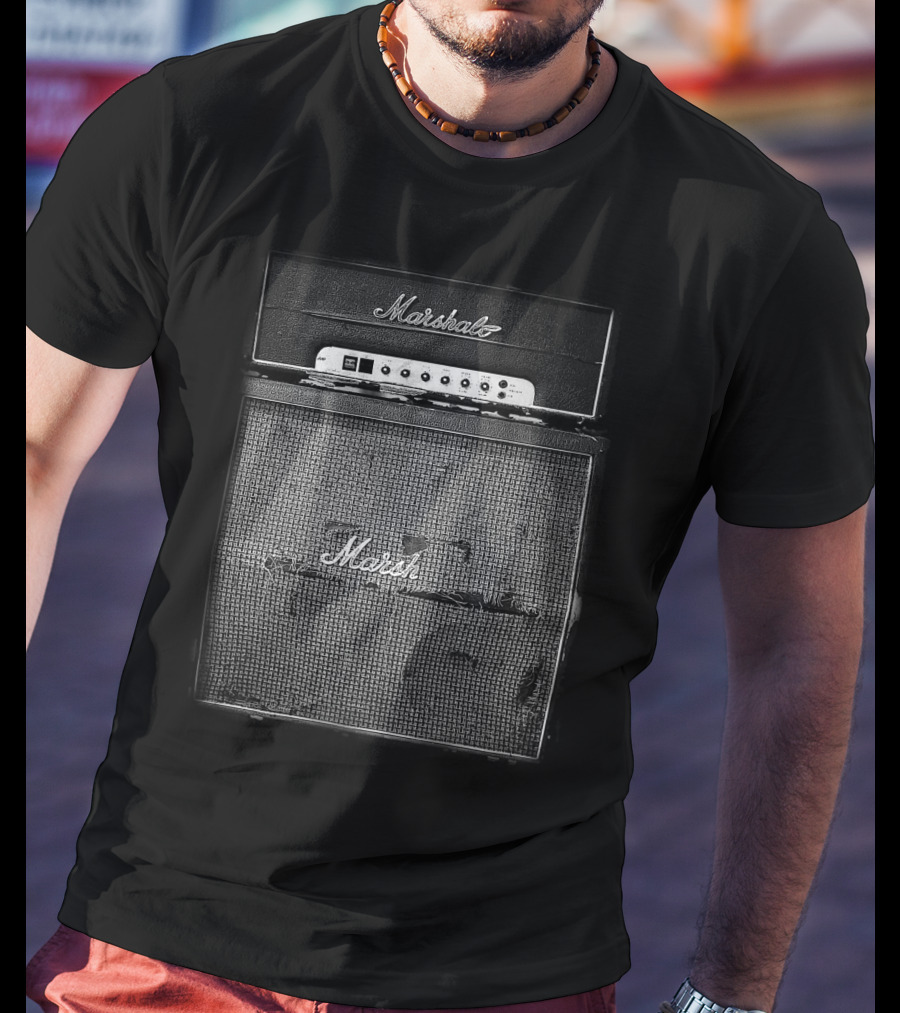 Marshall Vintage Amplifier Stack Black And White Image T-Shirt