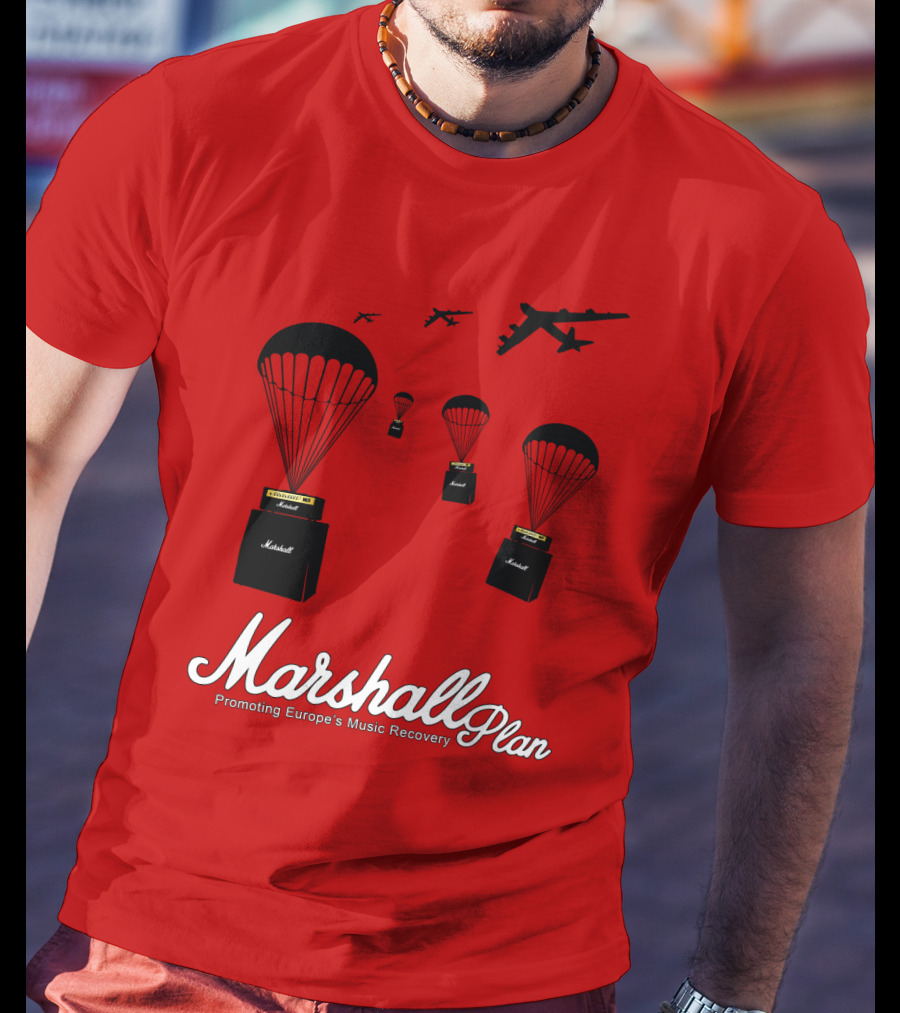 Marshall Plan Amplifiers Parachuted For Europe's Music Recovery T-Shirt