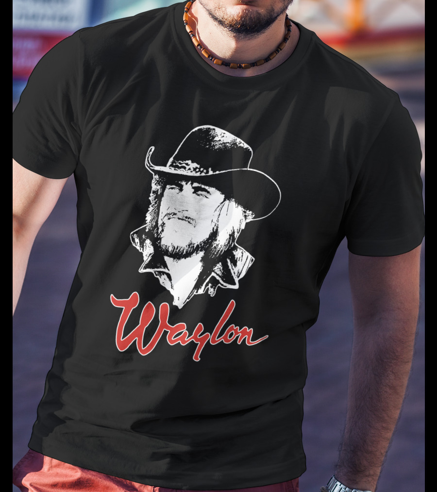 Waylon Jennings Cowboy Hat Illustration T-Shirt