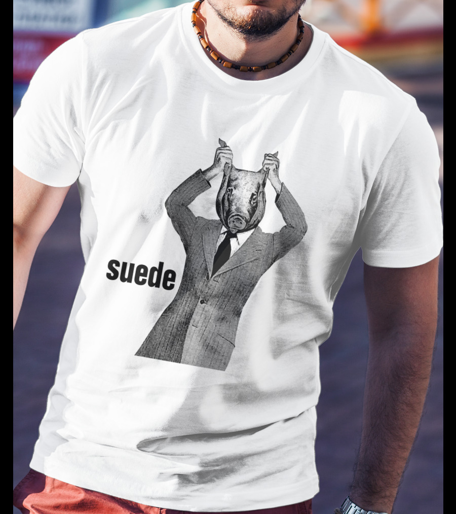 Suede Pig Head Suit Man Artwork Sde T-Shirt