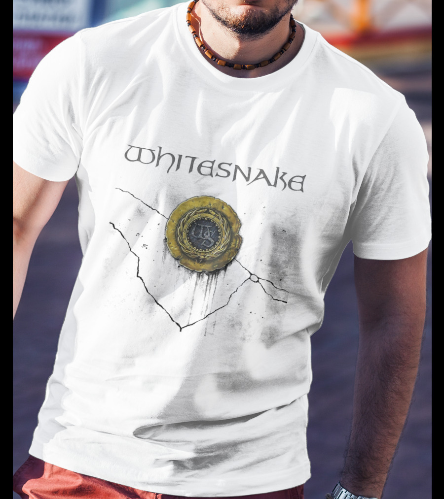 Whitesnake Emblem With Gold Medallion And Metallic T-Shirt
