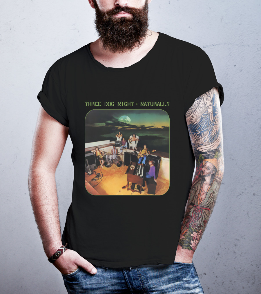 Three Dog Night Naturally Album Cover Moonlit Rooftop Band Scene T-Shirt