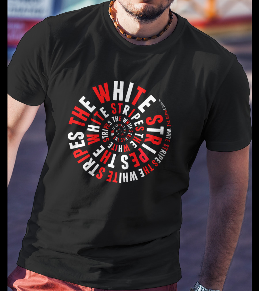 The White Stripes Spiral Text Optical Illusion T-Shirt