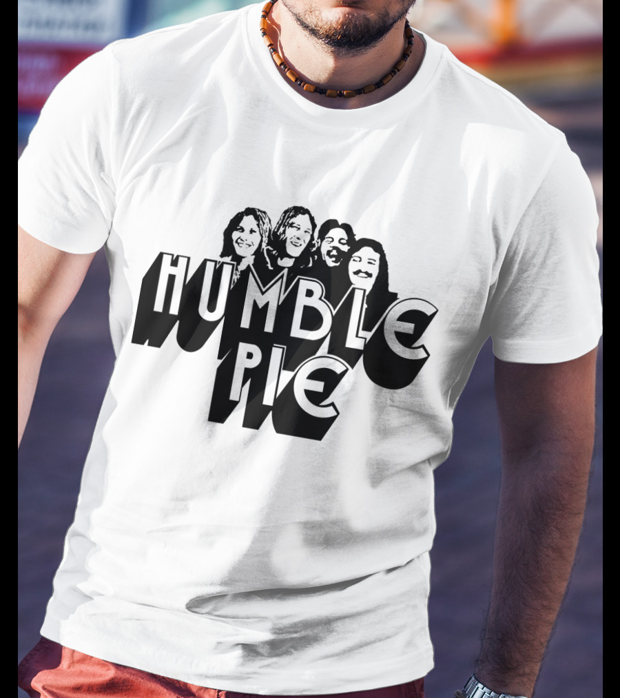 Humble Pie Band Members Black And White Retro T-Shirt
