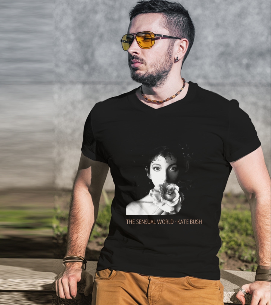 The Sensual World Kate Bush Flower Portrait Black And White T-Shirt