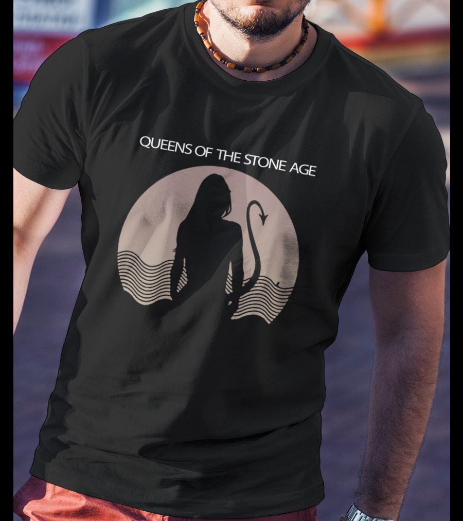 Queens Of The Stone Age Mermaid Silhouette With Tail And Waves T-Shirt