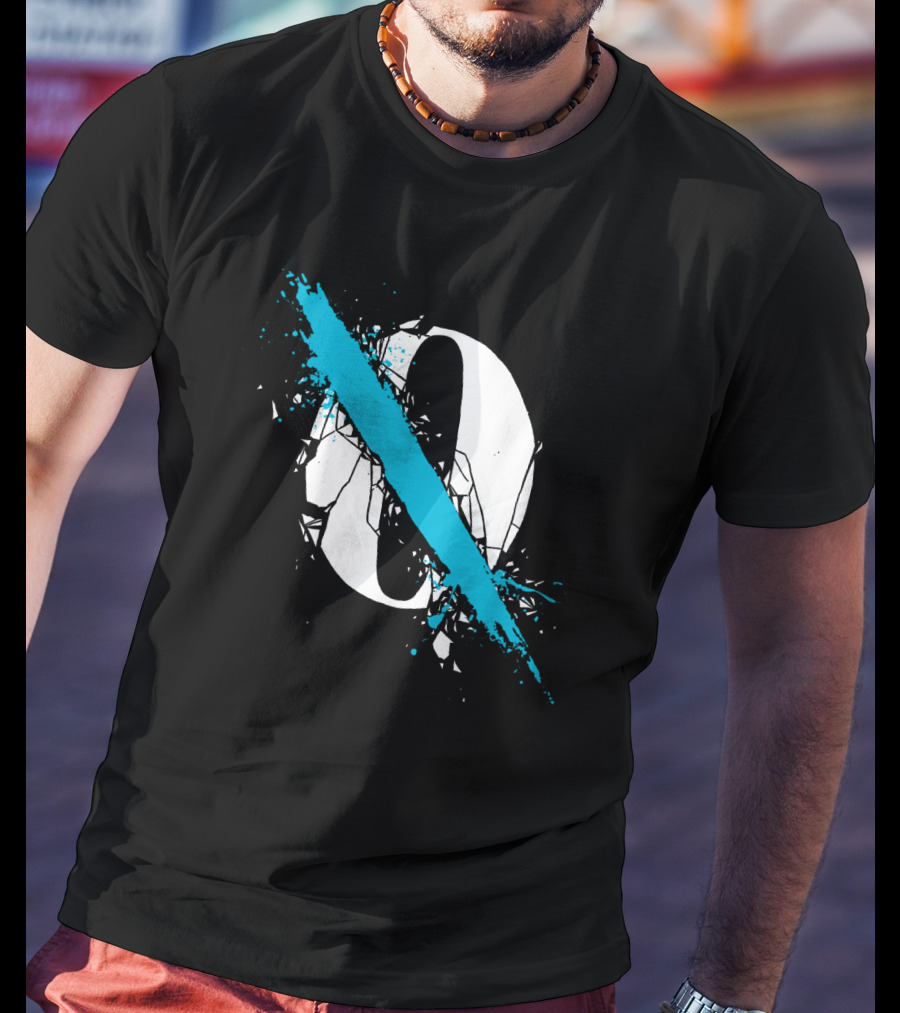 Qotsa Cracked Zero With Blue Diagonal Line T-Shirt