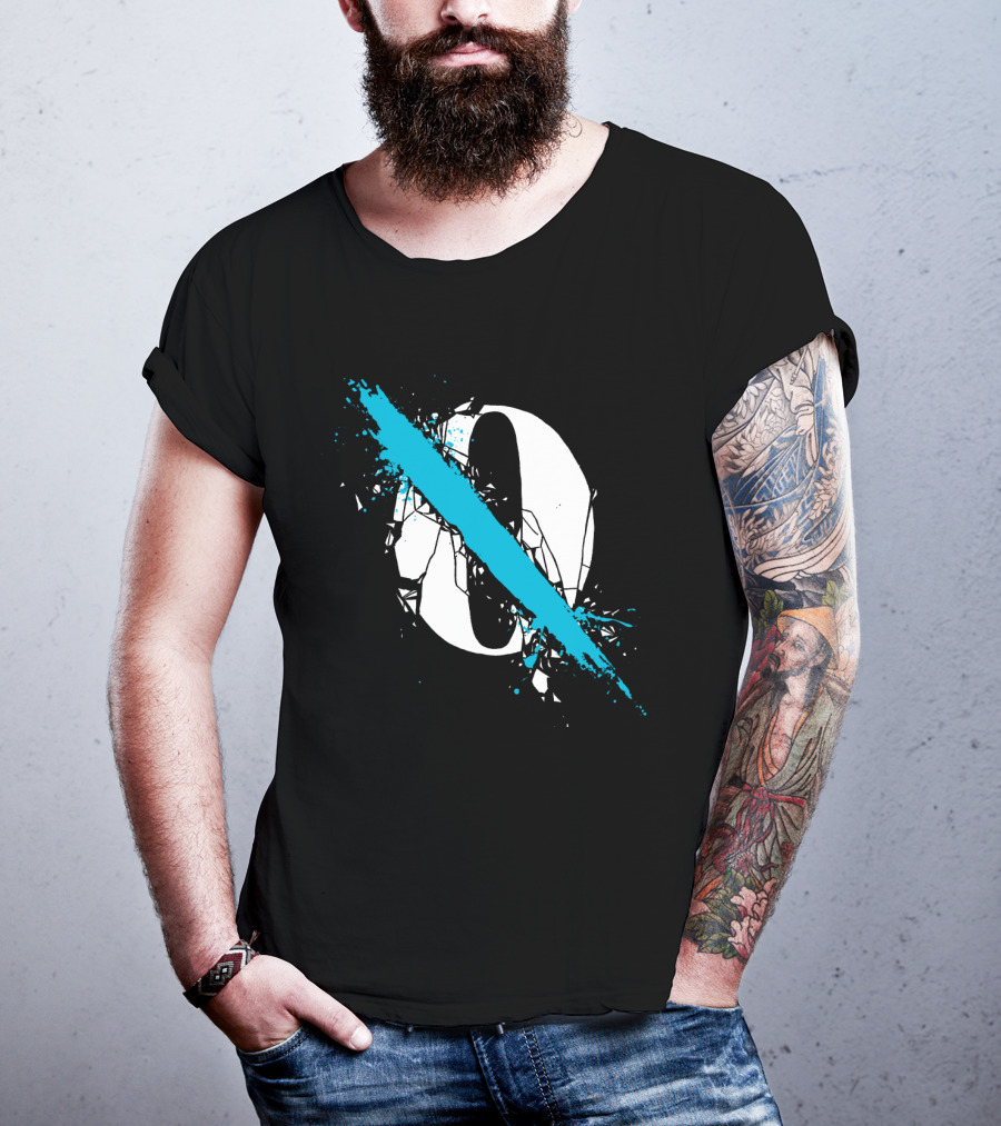 Qotsa Cracked Zero With Blue Diagonal Line T-Shirt