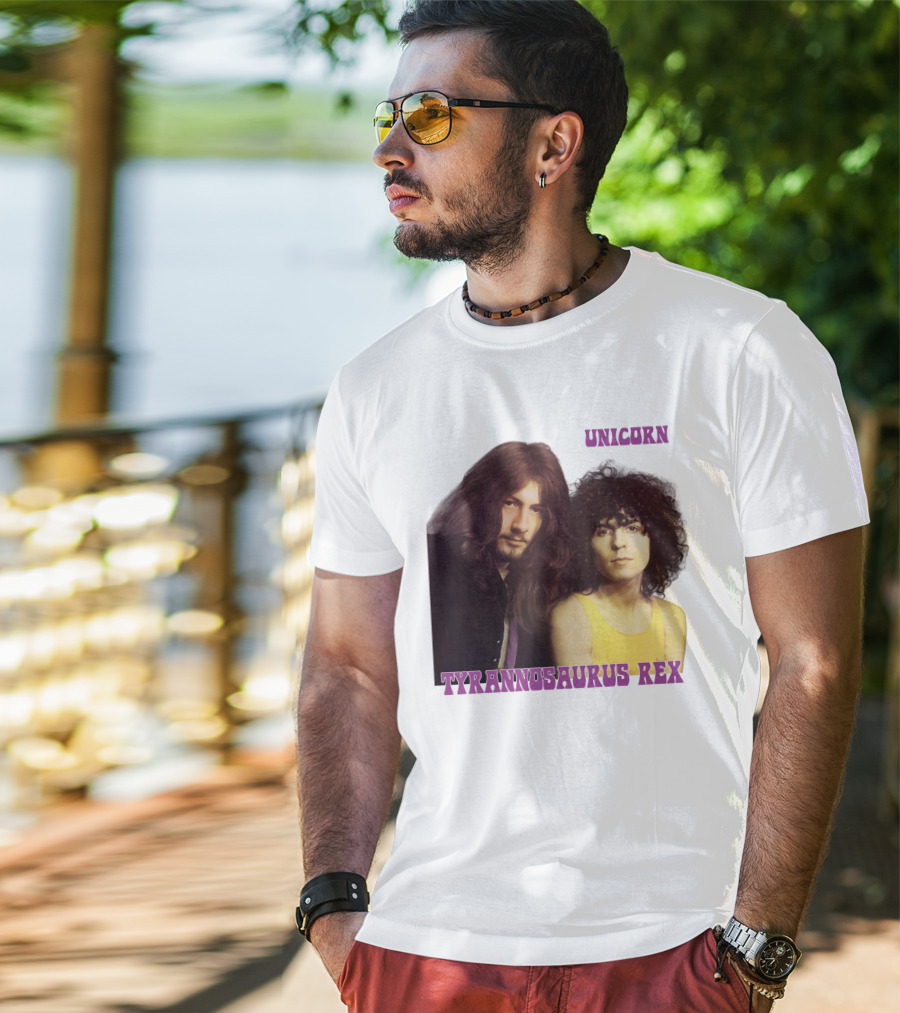 Unicorn Tyrannosaurus Rex Band Members Retro Photo T-Shirt