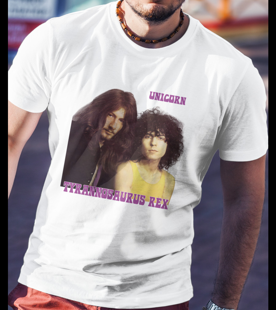 Unicorn Tyrannosaurus Rex Band Members Retro Photo T-Shirt