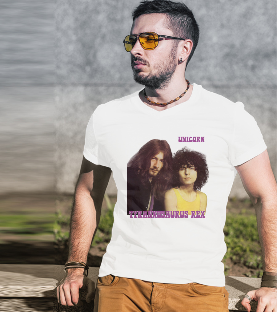 Unicorn Tyrannosaurus Rex Band Members Retro Photo T-Shirt