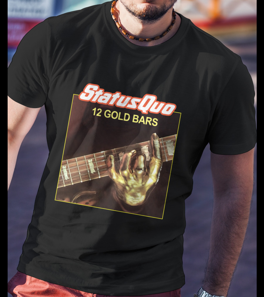 Status Quo 12 Gold Bars Album Cover T-Shirt